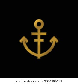 Anchor gold plated metalic icon or logo vector