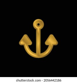 Anchor gold plated metalic icon or logo vector