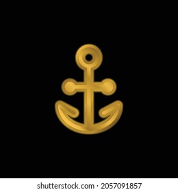 Anchor gold plated metalic icon or logo vector