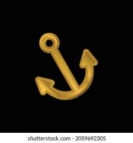 Anchor gold plated metalic icon or logo vector