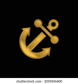 Anchor gold plated metalic icon or logo vector
