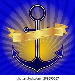 Anchor and gold ribbon.