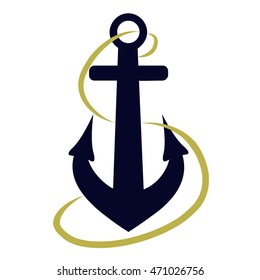 Anchor with gold ribbon illustration