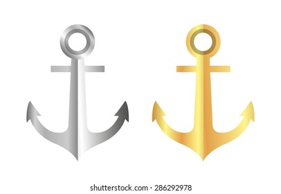 anchor gold and silver color vector