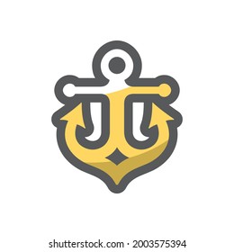Anchor golden armature Vector icon Cartoon illustration