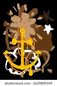 Anchor graffiti. Abstract modern street art decoration performed in urban painting style.