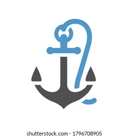 Anchor - gray blue icon isolated on white background