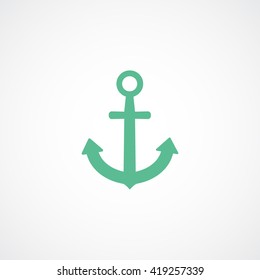 Anchor Green Flat Icon On White Background