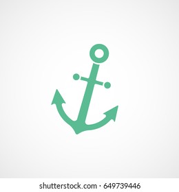 Anchor Green Flat Icon On White Background