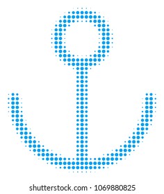 Anchor halftone vector pictogram. Illustration style is dotted iconic Anchor icon symbol on a white background. Halftone texture is circle elements.