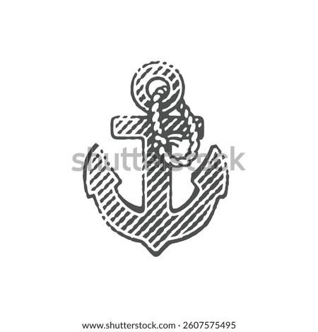 Anchor. Hand drawn engraving style vector illustration.	