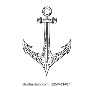 Anchor hand drawn Illustration, vector.