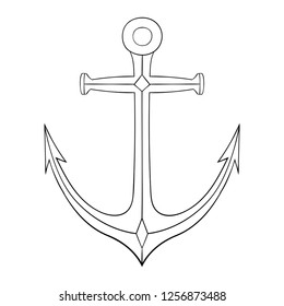 Anchor. Hand drawn sketch. Vector illustration isolated on white background