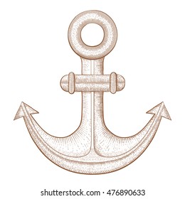 Anchor. Hand drawn sketch. Vector illustration isolated on white background