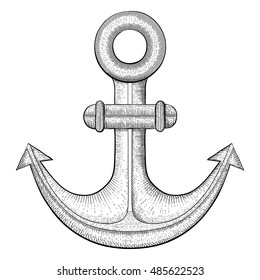 Anchor. Hand drawn sketch. Vector illustration isolated on white background