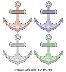 Anchor. Hand drawn sketch. Vector illustration isolated on white background