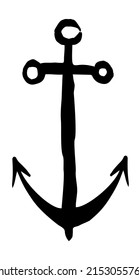 Anchor hand painted with black ink brush