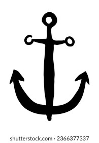 Anchor hand painted with black ink brush