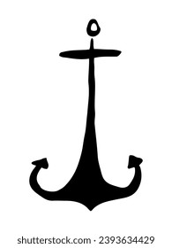 Anchor hand painted with black ink brush