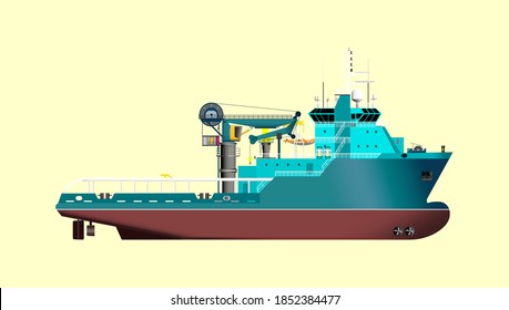 Anchor handling tug boat vector design