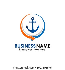 Anchor with handshake logo template illustration