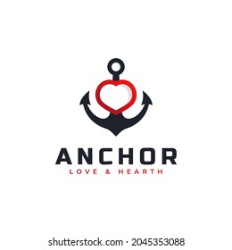 Anchor and Heart Icon Logo Symbol Template