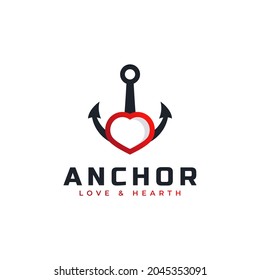 Anchor and Heart Icon Logo Symbol Template