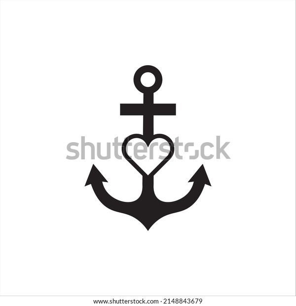 Anchor Heart Icon Vector Illustration Symbol Stock Vector (Royalty Free
