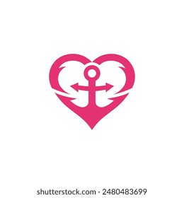 Anchor Heart logo vector design template