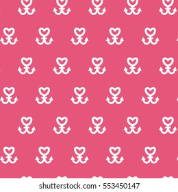  anchor heart pattern. Vector illustration.