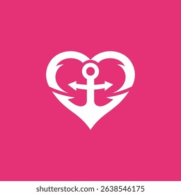 Anchor Heart Symbol Logo design vector template