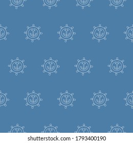 Anchor helm blue vector seamless pattern