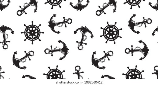 Anchor helm boat Seamless Pattern vector chain Nautical maritime isolated tropical background wallpaper