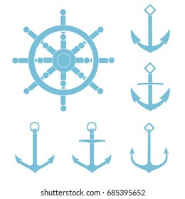 anchor helm isolated background white silhouette sea