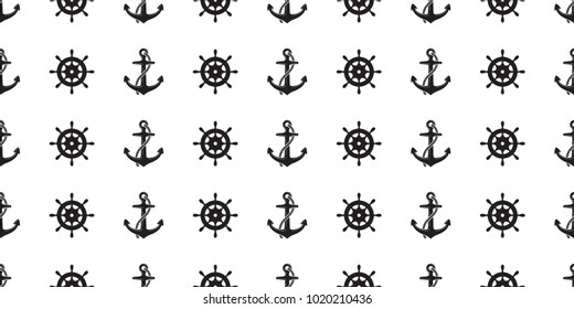 Anchor helm isolated vector maritime Nautical Seamless Pattern sea ocean boat wallpaper background white