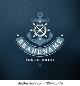 Anchor and Helm. Vintage Retro Design Elements for Logotype, Insignia, Badge, Label. Business Sign Template. Textured Background