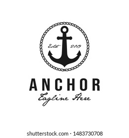 Marine Retro Emblems Logo Anchor Rope Stock Vector (Royalty Free ...