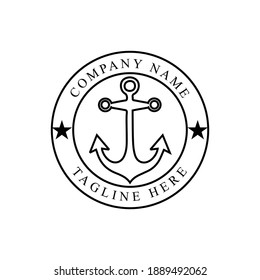 Anchor Hipster Vintage Retro Circular Rustic Stamp Hand Drawn Boat Ship Marine Navy Nautical logo design