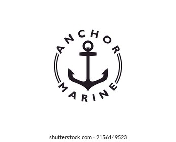 Anker Hipster Vintage Retro Circular Rustic Stamp Hand Drawn Boot Schiff Marine Navy Nautic Logo