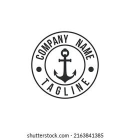 Anchor Hipster Vintage Retro Circular Rustic Stamp Hand Drawn Boat Ship Marine Navy Nautical logo design vector.