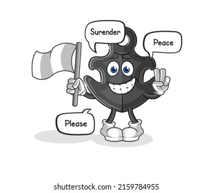the anchor hold surrender flag mascot. cartoon vector
