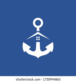 Anchor and home logo design template vector