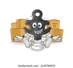 the anchor homeless character. cartoon mascot vector