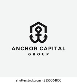 anchor house logo design vector icon illustration on white background