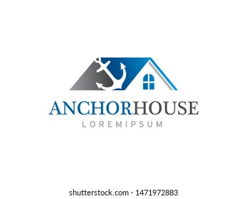 Anchor and house logo symbol or icon template