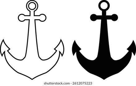 Anchor icon Anchors vector Anchor Silhouette Icon Set Anchor with Outline Anchor Design Template Vector Illustration
