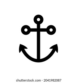 Anchor icon. Black contour linear silhouette. Front view. Vector simple flat graphic illustration. The isolated object on a white background. Isolate.