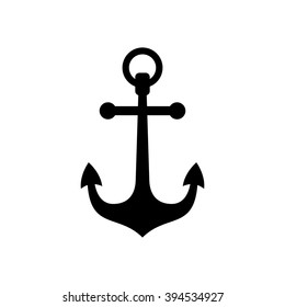 Anchor icon. Black icon isolated on white background. Anchor silhouette. Simple icon. Web site page and mobile app design element.