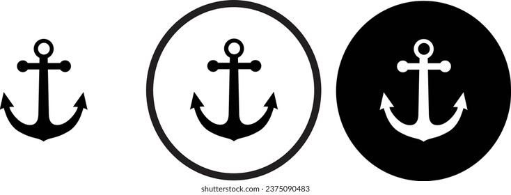 anchor icon black outline for web site design 
and mobile dark mode apps 
Vector illustration on a white background