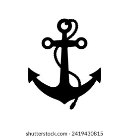 Anchor icon. Black silhouette. Front view. Vector simple flat graphic illustration. Isolated object on a white background. Isolate.